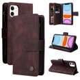 thumbnail image 1 of Case for iPhone 12 Cover Zipper Pocket Wallet Case Magnetic Protective - Braun, 1 of 5