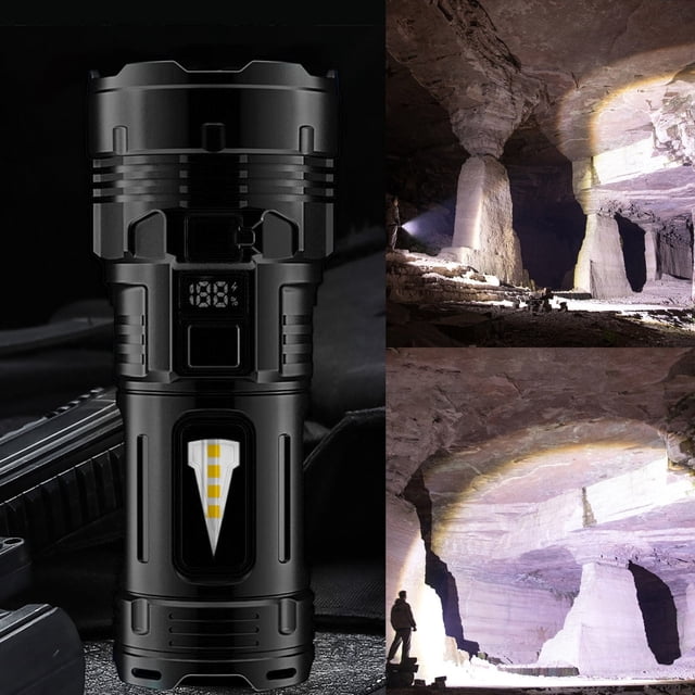 FHBVT Lampe de Poche LED Extérieure Super Lumineuse 4 Modes Gradation Type-C Rechargeable Longue Portée Haute Luminosité Design Élégant pour Camping Randonnée Exploration Aventure en Plein Air Urgence Usage Quotidien Éclairage