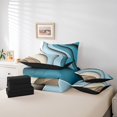 thumbnail image 4 of YST Blue Beige Brown Ombre 7-Piece Geometric Stripe Bedding Set, Queen Size Comforter Set, Aesthetic Wave Pattern, 4 of 4