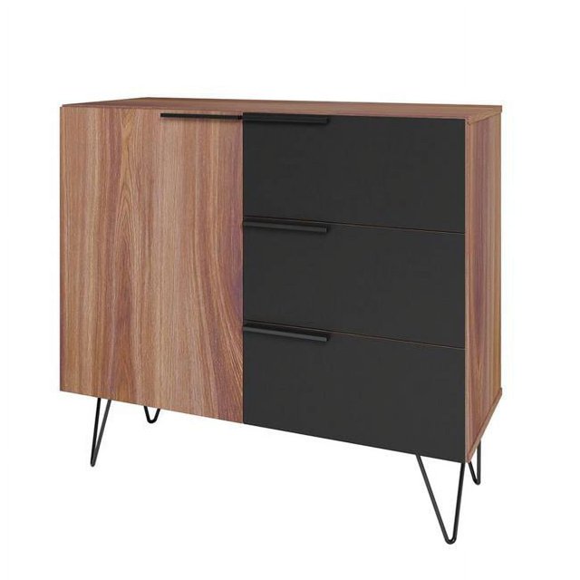 Manhattan Comfort 405AMC240 Commode Beekman de 35,43 Po avec 2 Tablettes, Brun et Noir
