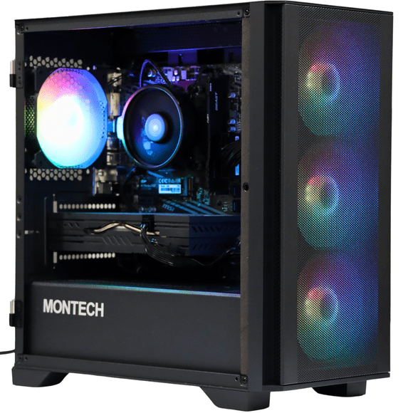 Delta Labs Fabulous PC de Jeu - Ryzen 5 5500 6 Cœurs, 16 Go DDR4, 1 To SSD, RX 580, Windows 11 Famille - Jeu Fluide 1080p, Rapide et Fiable