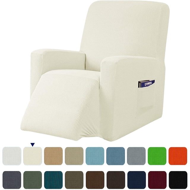 Subrtex Housse Extensible pour Fauteuil Inclinable 1 Pce, Housse Texturée à Carreaux avec Poches
