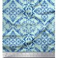thumbnail image 1 of Soimoi Green polyester Crepe Fabric Vector Design Damask Print Fabric by Yard 52 Inch Wide, 1 of 3