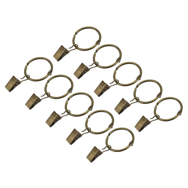 Unique Bargains Anneaux de Rideau avec Pinces, Lot de 36 Anneaux à Pince pour Draperies, Crochets pour Anneaux à Pince de Rideau de 1 Pouce (Bronze)