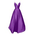 thumbnail image 3 of HKEJIAOI Liquidation des Ventes Robe Femme Mode Femme Couleur Unie Aguichant Col en V Bretelles Sans Manches Robe de Soirée Violet, 3 of 5