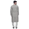 thumbnail image 3 of Atasi Button Down Asymmetrical Kurta For Men Printed Mandarin Long Sleeve Shirt, 3 of 5
