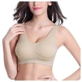 thumbnail image 1 of Kogui Sports Bra with Padding Womens Racerback Sports Bra - U Neck Medium Impact Padded Wireless Workout Gym Crop Top (Beige,M), 1 of 4