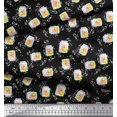 thumbnail image 2 of Soimoi Black polyester Crepe Fabric Swirl & Fruit Jar Kitchen Print Fabric by the Yard 52 Inch Wide, 2 of 3