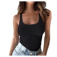 thumbnail image 1 of Miqool Women's Sleeveless Tank Top Form Fitting Scoop Neck Ribbed Knit Basic Cami Shirts on Clearance, 1 of 3