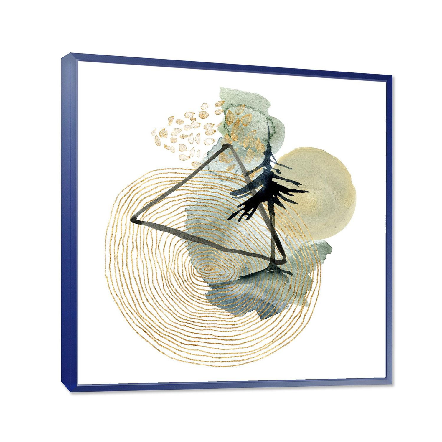 Designart Abstract Landscape Of Mountains Moon and Tree FLOAT FRAME WALL ART