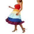 thumbnail image 3 of Robe Assortie Mère Fille Femmes Fille à Rayures Arc-en-Ciel Imprimée à Bretelles Spaghetti Sans Manches Robe Mère m, 3 of 8
