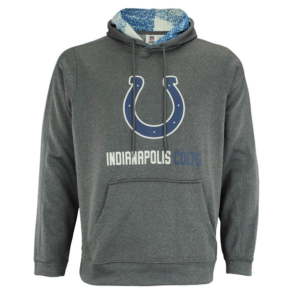 Zubaz NFL Men's Heather Grey Fleece Hoodie With Static Colored Hood Pro Football Hoodie Indianapolis Colts MEDIUM