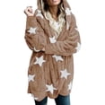 thumbnail image 2 of KIHOUT Womens Winter Long Sleeve Solid Fuzzy Fleece Open Front Hooded Cardigans Jacket Coats Outerwear with Pocket, 2 of 9