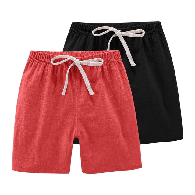 Customer Favorite,2PC Kids Shorts, Solid Casual Sports, Drawstring, Summer, Kids' Outfit, Quick Dry, Comfortable Fit Versatile Style|100%Polyester,Black,Sopatenor