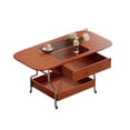 thumbnail image 1 of Toytexx Table Basse Pliante avec Tiroir et Rangement à 2 Niveaux, Table Basse Roulante Extensible avec Cadre en Métal, Table de Salon Moderne, Brun, 1 of 7
