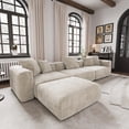 thumbnail image 4 of The Magic Home Canapé d'Angle Convertible 3 Places en Velours Côtelé Beige,, 4 of 9