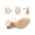 thumbnail image 2 of BLISSFUL STEP Platform Chunky Heel Sandals for Women Beige 7, 2 of 7