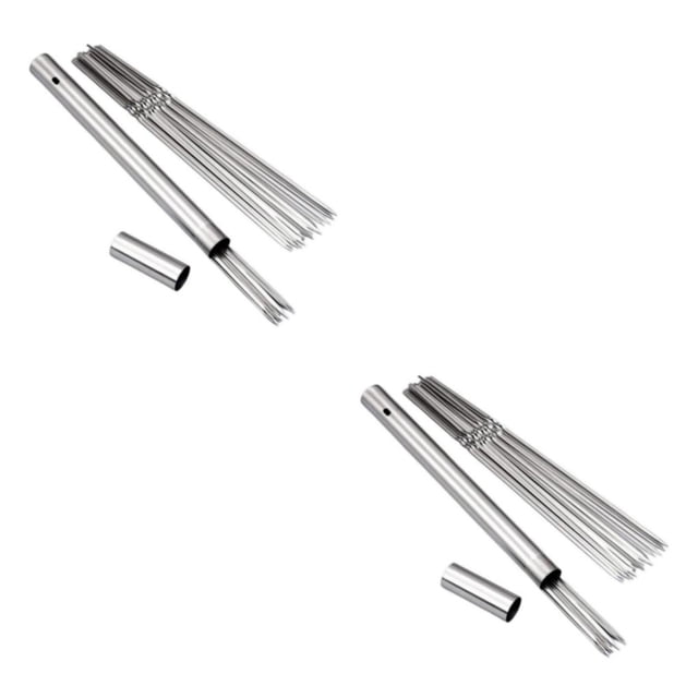Transemion Versatile Stainless Steel Barbecue Stick Culinary Masterpieces With Ease Silver Stick +20* stick 2Set
