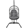 thumbnail image 1 of Patiojoy Modern Rattan Hanging Egg Swing Chair w/Stand Foldable Cushioned Hammock Gray, 1 of 5