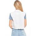 thumbnail image 2 of Womens Distressed Denim Button Up Sleeveless Crop Vest, Off-White, X-Large, 2 of 5