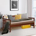 thumbnail image 2 of Giantex Twin Size Wooden Slats Daybed Frame, Sturdy Sofa Support Platform W/Rails and Full Wooden Slats Support, Home Furniture for Bedroom Living Room, Cherry, 2 of 8