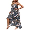 thumbnail image 4 of Women‘s Summer Sleeveless Dress Floral Patterns Ruffled Neckline High-low Hem Cute Dress, 4 of 6