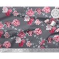 thumbnail image 3 of Soimoi Tissu Poly Georgette Roses et Feuilles Imprimé Floral Tissu au Mètre 42 Pouces de Large, 3 of 3