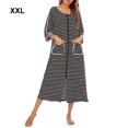 thumbnail image 4 of maskred Robe de Nuit en Polyester pour Femmes Col Rond Manches Longues Double Poche Respirante Automne Hiver Robe de Maison Vêtements de Nuit Noir TTG, 4 of 6