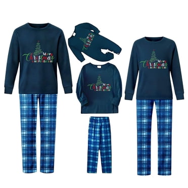 Zhanying Couple Christmas Pajamas 2 Piece Nightwear Family Christmas Jammies Matching Holiday Pajamas for Couples Matching Christmas Outfits for Family Dark Blue