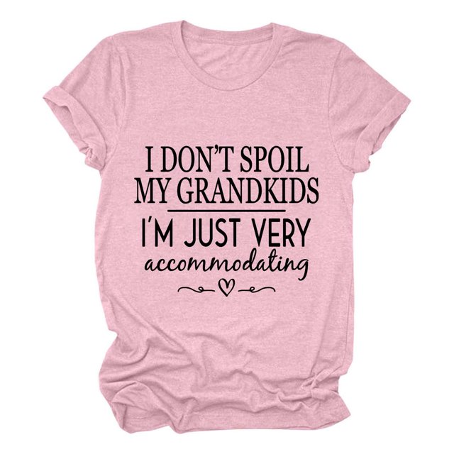 LUOGENLI T-shirts pour Femme pour Femmes T-Shirt Uni Décontracté Mode à Lettres Imprimées Col Rond Manches Courtes T-Shirt Haut 4TG T-shirts pour Femmes T-shirts Graphiques Vêtements d'Été m