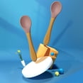 thumbnail image 3 of GGdda Feeding Complementary Food Spoon Baby Food Grade Silicone Soft Spoon Children Learn To Eat Training Tableware Baby Spoon Dinnerware Sets Meal Prep Containers Reusable (Clearance) Wood, 3 of 3