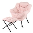 thumbnail image 1 of Costway Fauteuil de Repos Fauteuil d'Appoint de Détente avec Repose-Pieds Pliant et Pochette de Rangement Rose, 1 of 10