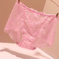 thumbnail image 2 of HUITKMM Womens Underwear Ladies' Lace Solid Color Transparent Mid High Waist Plus Size Triangle Pants, 2 of 3