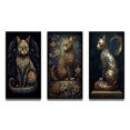 thumbnail image 2 of Designart "Glamorous Gold Cat Retro Blue" Animals Cat Framed Wall Art Set Of 3 - Blue Cat Frame Canvas Set For Living Room Decor, 2 of 6