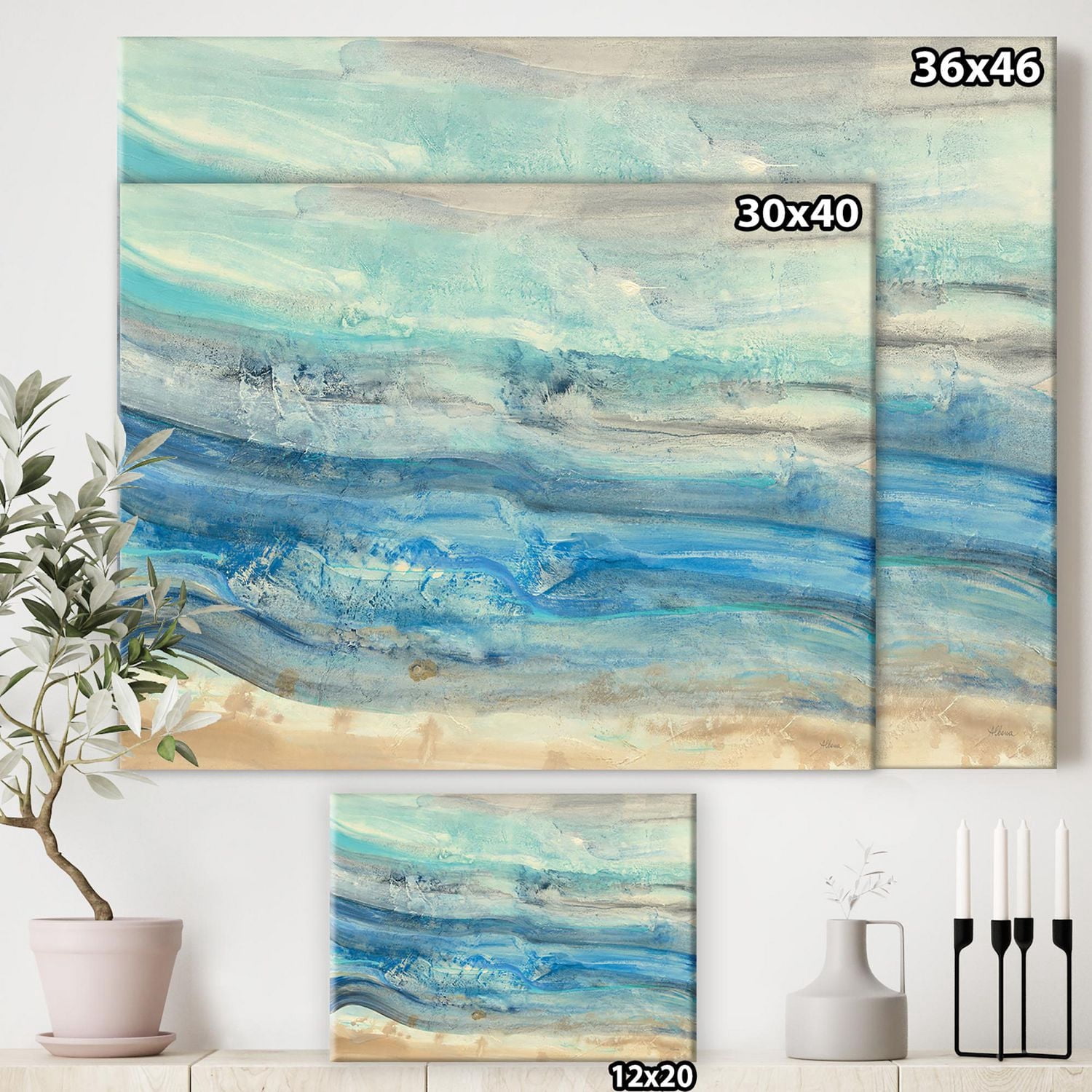 Designart Vagues minérales océaniques Art mural sur toile