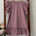 thumbnail image 2 of Robes pour Filles Été Bord à Volants Nouvelle Coupe Ample Longue Mode Princesse Robe Violette 5-6 Ans, 2 of 3