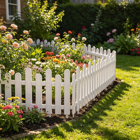 Kadlawus Yard Fences for Garden, Small Fence Decorative Border, Low Height Mini Fence for Flower Beds, Plastic Fence Panel for Lawn, Patio, Pathway