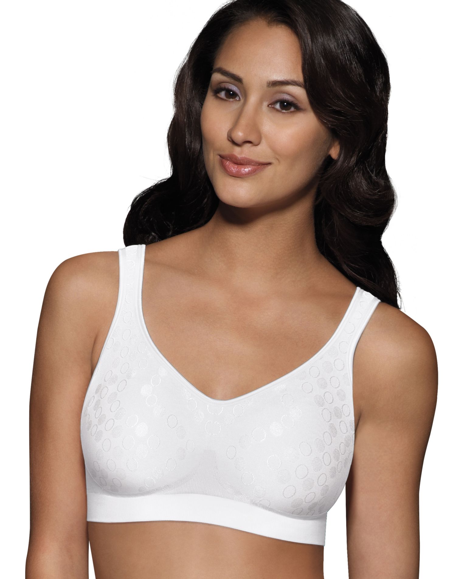 Bali Womens Comfort Revolution Smart Sizes Shaping Wirefree Bra, L, White Dot