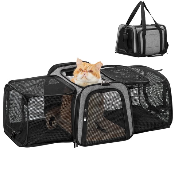 Petsfit Transporteur pour Animaux Extensible Approuvé par les Compagnies Aériennes, Transporteur pour Chat avec Fermeture Éclair Verrouillable et Bandoulière, Poches de Rangement, Chats, Chatons, Chiots Ou Petits