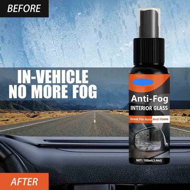 weibbin Anti Fog Glass Spray 100ml with Towel, Long Lasting Defogger for Car Windshield Mirror, Indoor Window Cleaner
