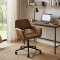 thumbnail image 4 of Homy Casa 2-Piece Home Office Set, Swivel Suede Office Chair and Adjustable Height Folding Laptop Table, Brown/Black, 4 of 10