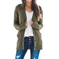 thumbnail image 2 of Cardigan Sweaters for Women Womens Long Sleeve Cable Knit Cardigan Sweaters Open Front Solid Fall Outwear with Pockets, 2 of 9