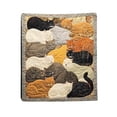thumbnail image 1 of Rewenti Flocking Cats Sleeping Patterns Flannel Blanket, 1 of 4