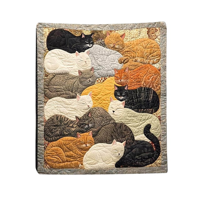 Rewenti Flocking Cats Sleeping Patterns Flannel Blanket