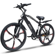 Mistic 26" Electric Mountain Bike | 85km Range Lightweight Frame with Hydraulic Disc Brakes, Suspension & 7 Speeds - Black