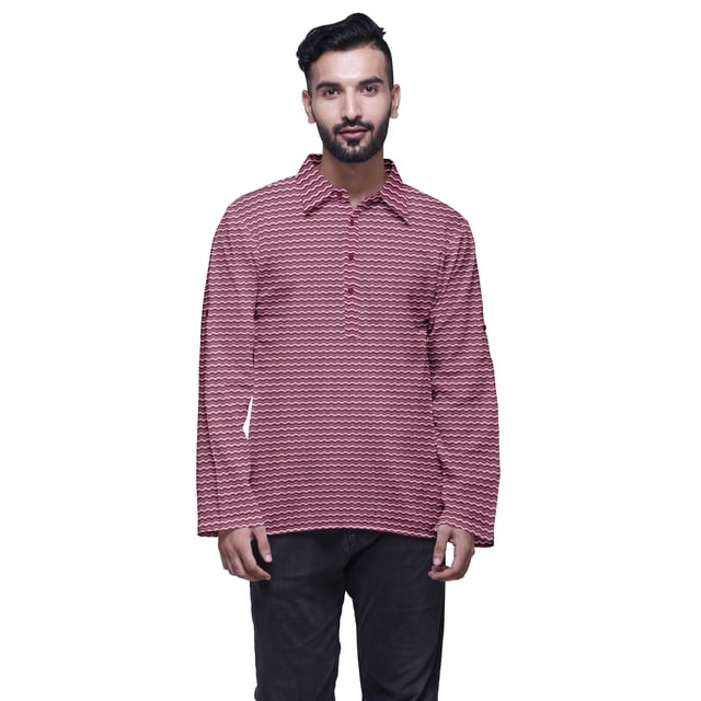 Atasi Kurta Court Imprimé à Manches Longues Décontracté pour Hommes Tenue Ethnique