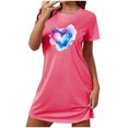 thumbnail image 2 of Mefallenssiah Chemise de Nuit Courte Surdimensionnée pour Femmes Mode Imprimé Poitrine Manches Courtes, 2 of 7