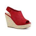 thumbnail image 1 of BLISSFUL STEP Sandales Espadrilles à Talons Hauts à Bout Ouvert pour Femmes Rouge 7, 1 of 5