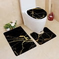 thumbnail image 3 of Bathroom Accessories And Black And Gold 3-Piece Bath Rug Set Including Bath Mat And Toilet Lid Cover For Modern Bathroom, 3 of 6