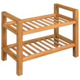 thumbnail image 1 of vidaXL Shoe Rack with 2 Shelves 50x27x40 cm Solid Oak Wood, 1 of 4